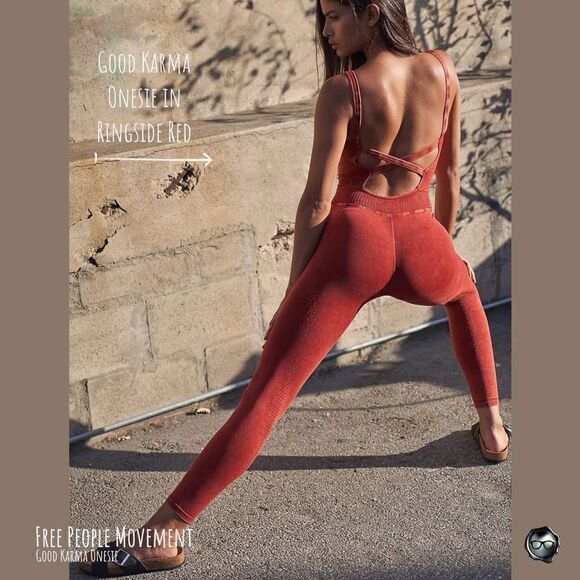 FP MOVEMENT GOOD KARMA ONESIE IN RINGSIDE RED JUMPSUIT FREE PEOPLE SIZE XS/S NWT - Picture 1 of 13